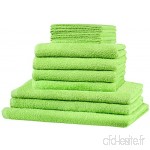12 pièces éponge serviette set XXL : Toutes les tailles. – 5 x Serviettes Invités couverte  4 x serviettes  2 x Serviettes de douche  1 x – Serviette de bain 100% coton 10 Top couleurs Vert pomme - B06Y3KYKBL